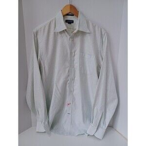 LANDS' END No Iron‎ 15 1/2 - 36 TALL Checkered 100% Cotton Hong Kong Button Down